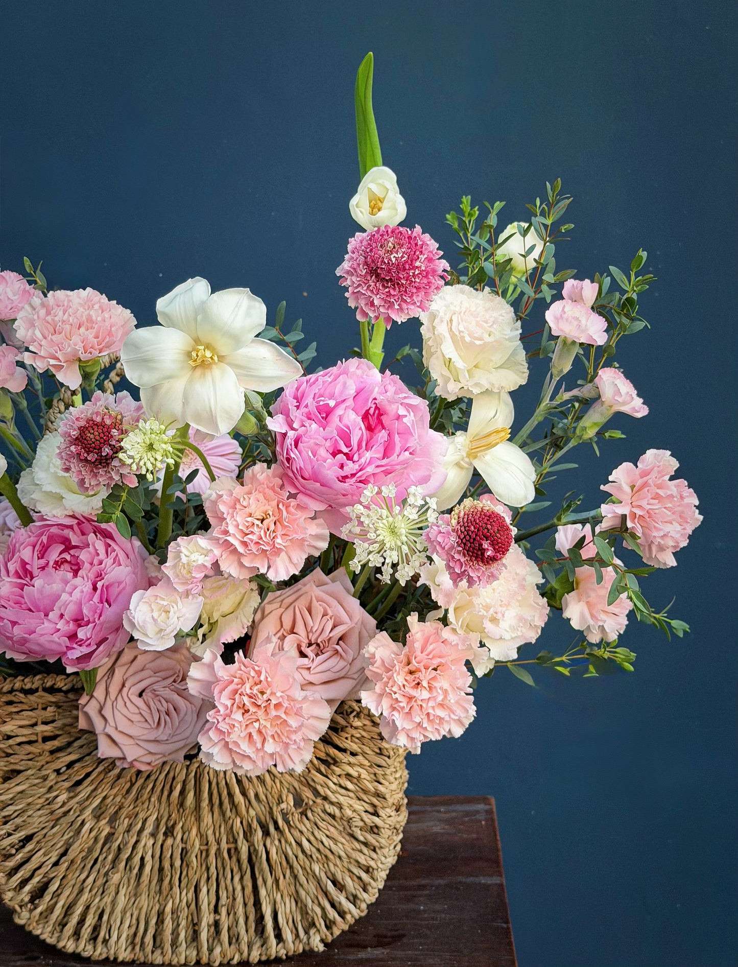 A blooming peony basket