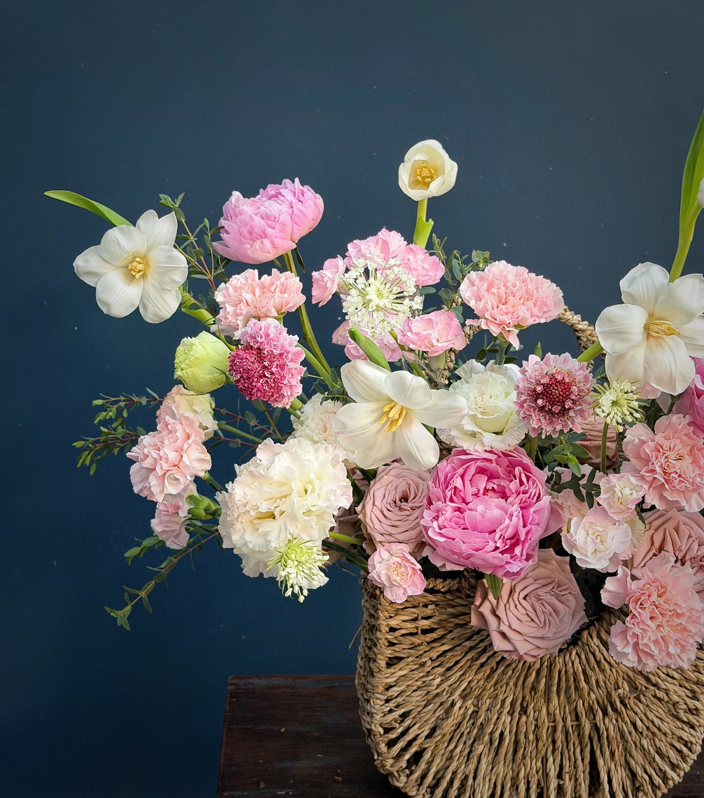 A blooming peony basket
