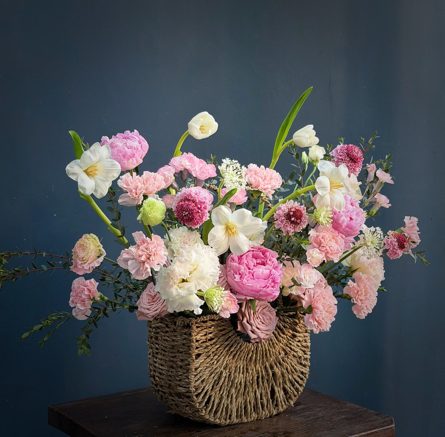 A blooming peony basket